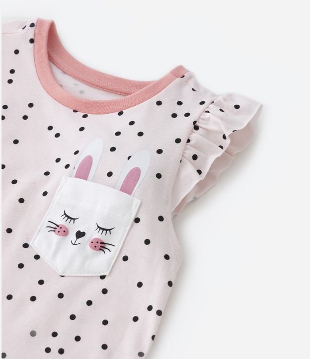 Pijama Curto Infantil com Estampa de Poazinhos - 1 ao 4 anos Rosa 5