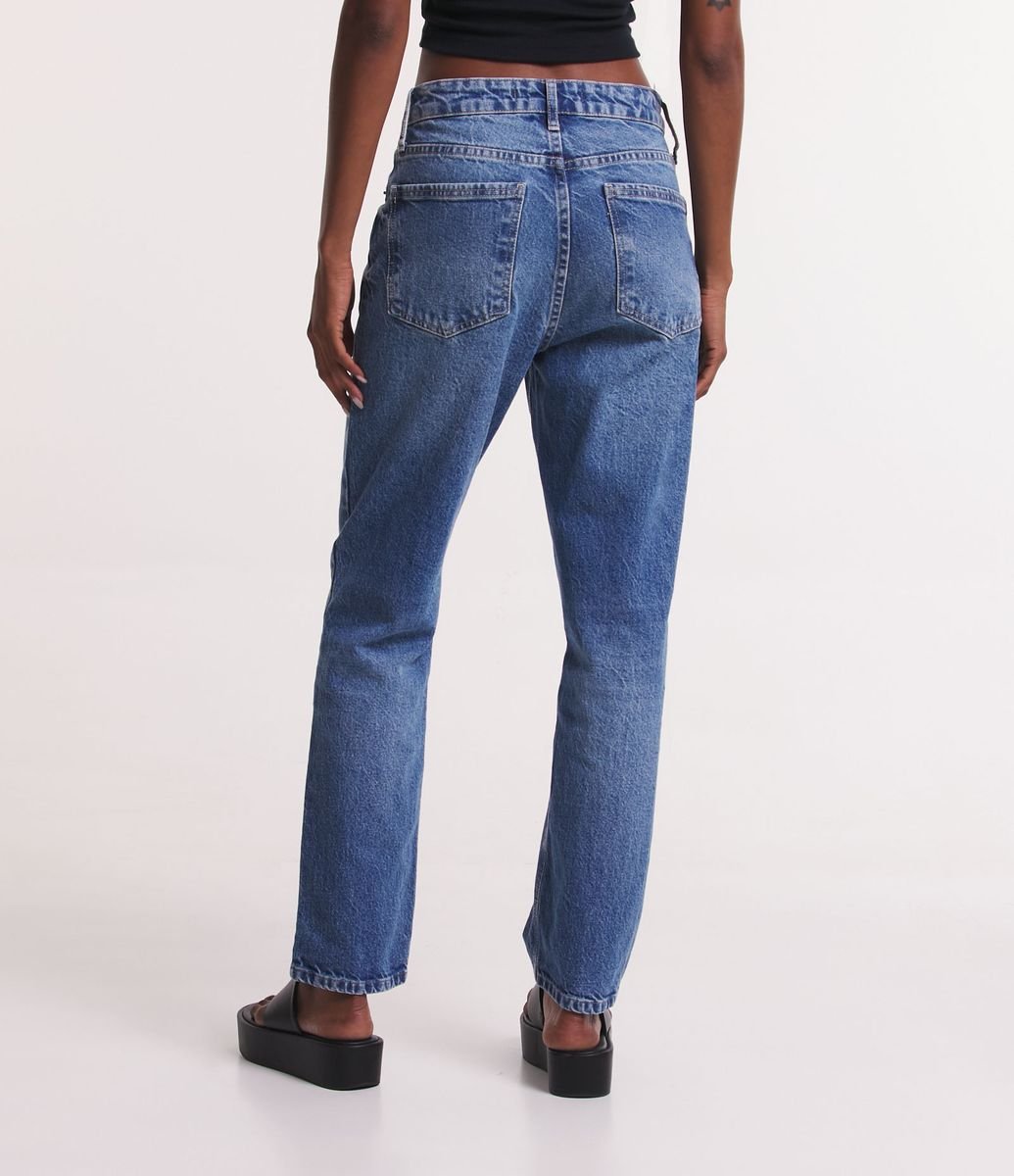 Calça Slim em Jeans com Cinco Bolsos Azul