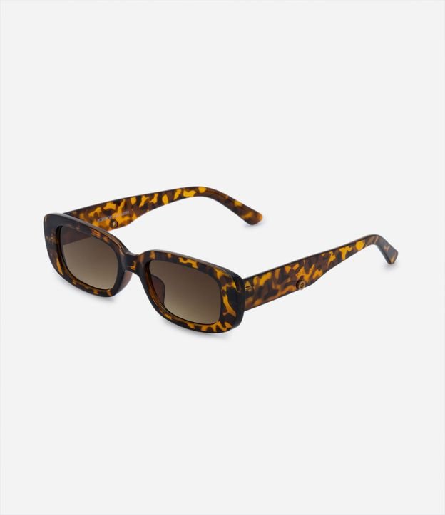 Óculos de Sol Quadrado com Estampa Animal Print e Cordão de Bolinhas Marrom 3