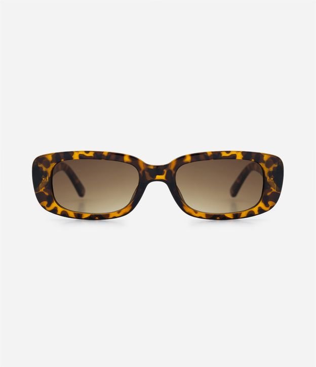 Óculos de Sol Quadrado com Estampa Animal Print e Cordão de Bolinhas Marrom 5