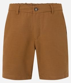 Bermuda Reta em Linho com Elástico no Cós e Textura