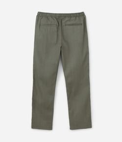 Calça Slim em Linho com Textura e Cós Elástico