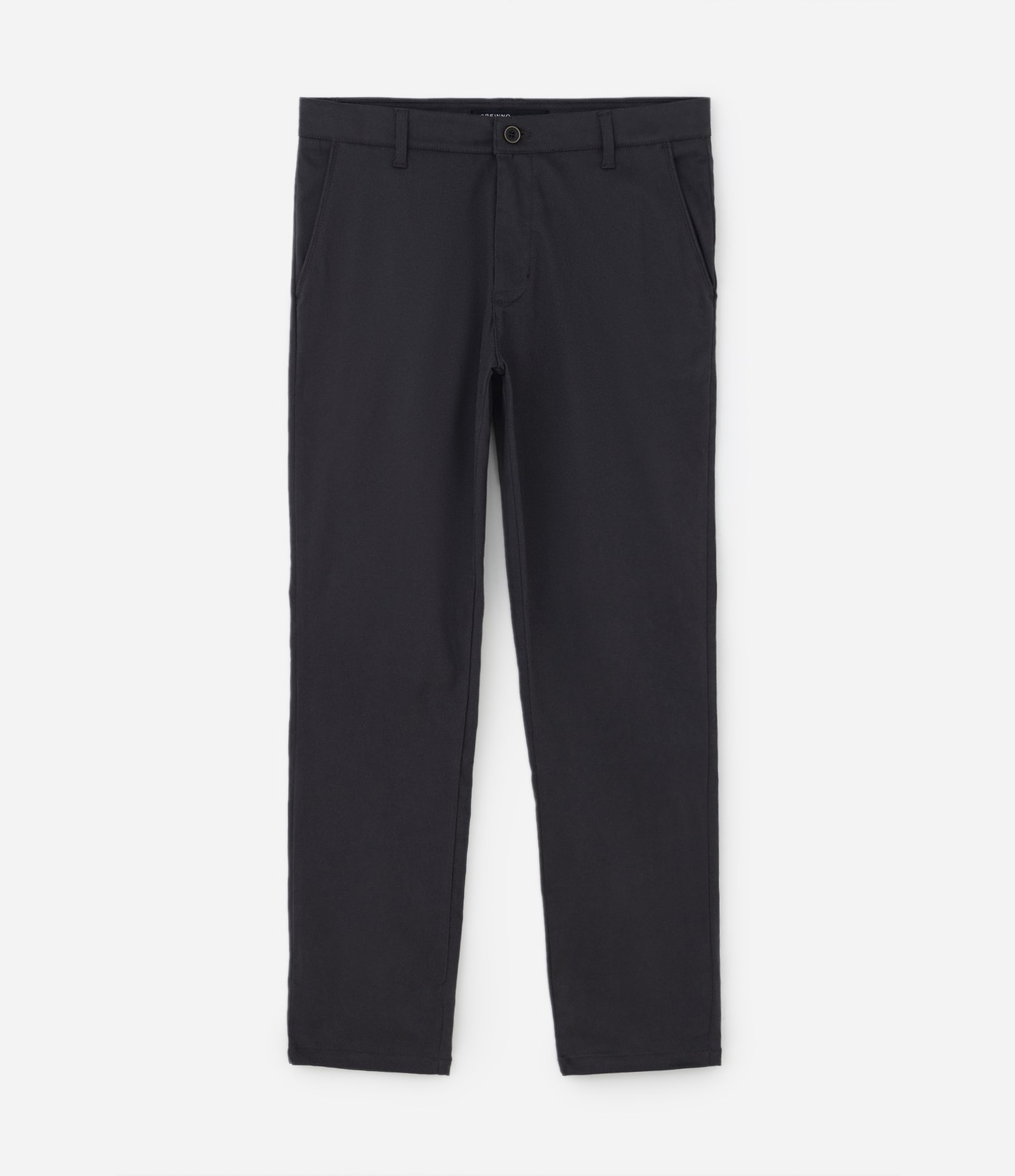 Calça Slim Alfaiatada em Sarja com Bolsos Cinza Chumbo 1