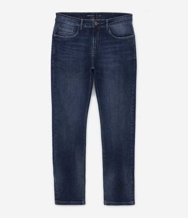 Calça Slim Jeans com Bolsos Azul Escuro 5