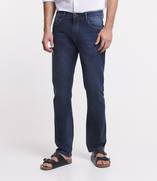 Calça Slim Jeans com Bolsos Azul Escuro 2