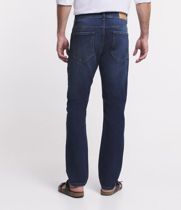 Calça Slim Jeans com Bolsos Azul Escuro 3
