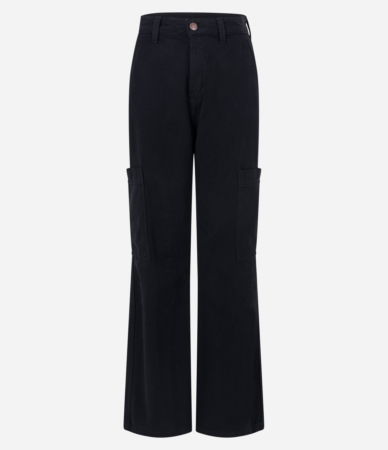 Calça Wide Leg em Sarja com Bolso Cargo sem Lapela 5