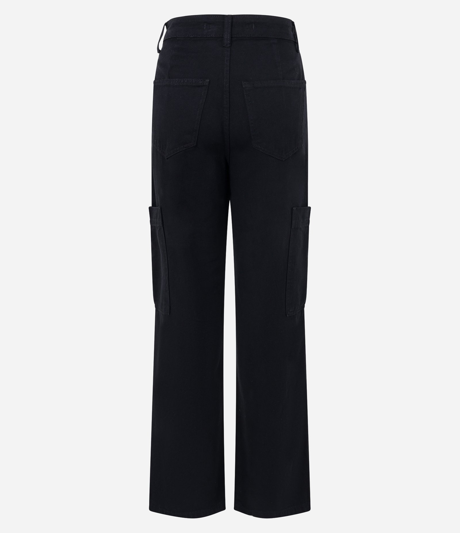 Calça Wide Leg em Sarja com Bolso Cargo sem Lapela 6