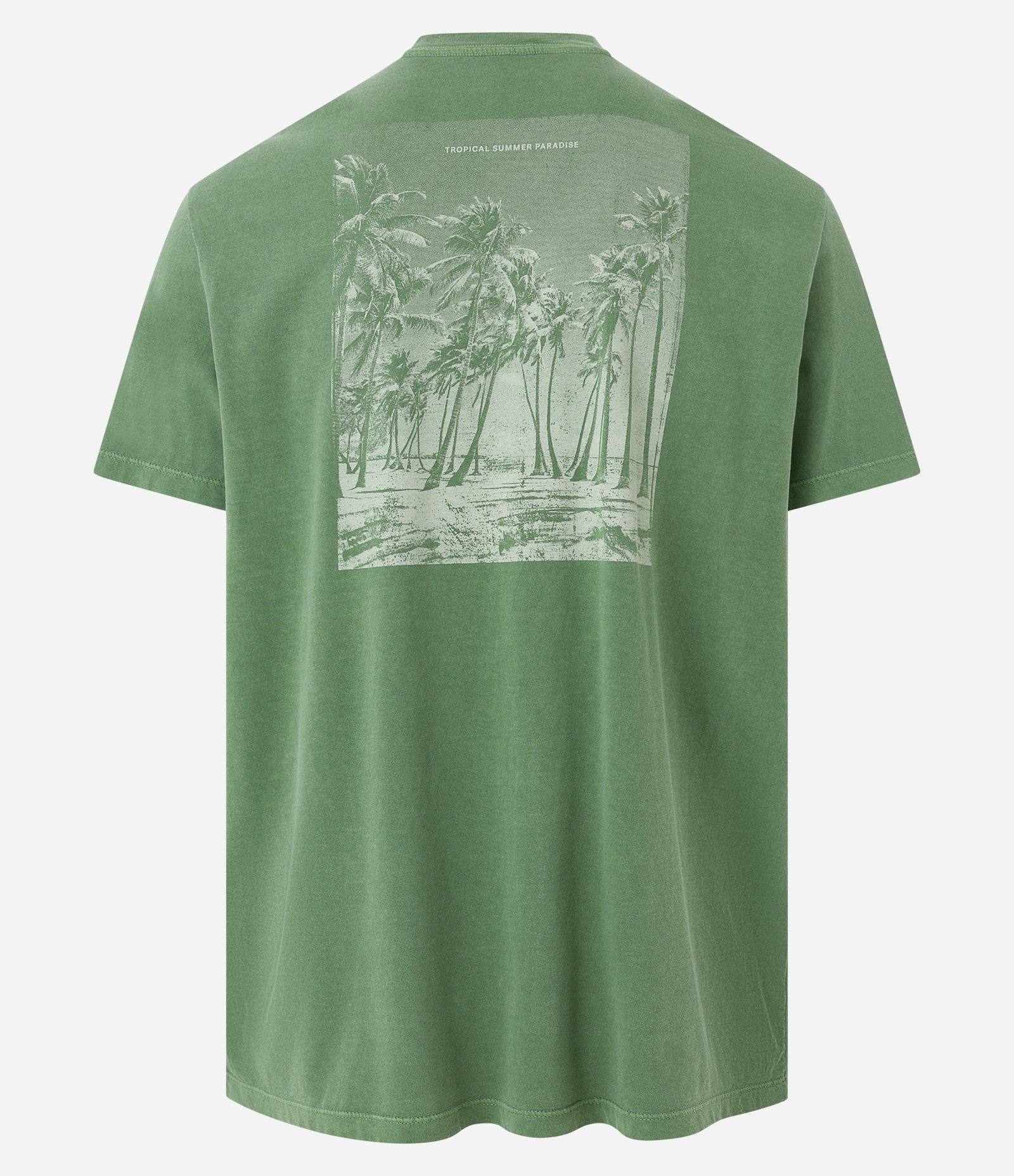 Camiseta Comfort em Meia Malha com Estampa Tropical Summer Paradise Verde 2