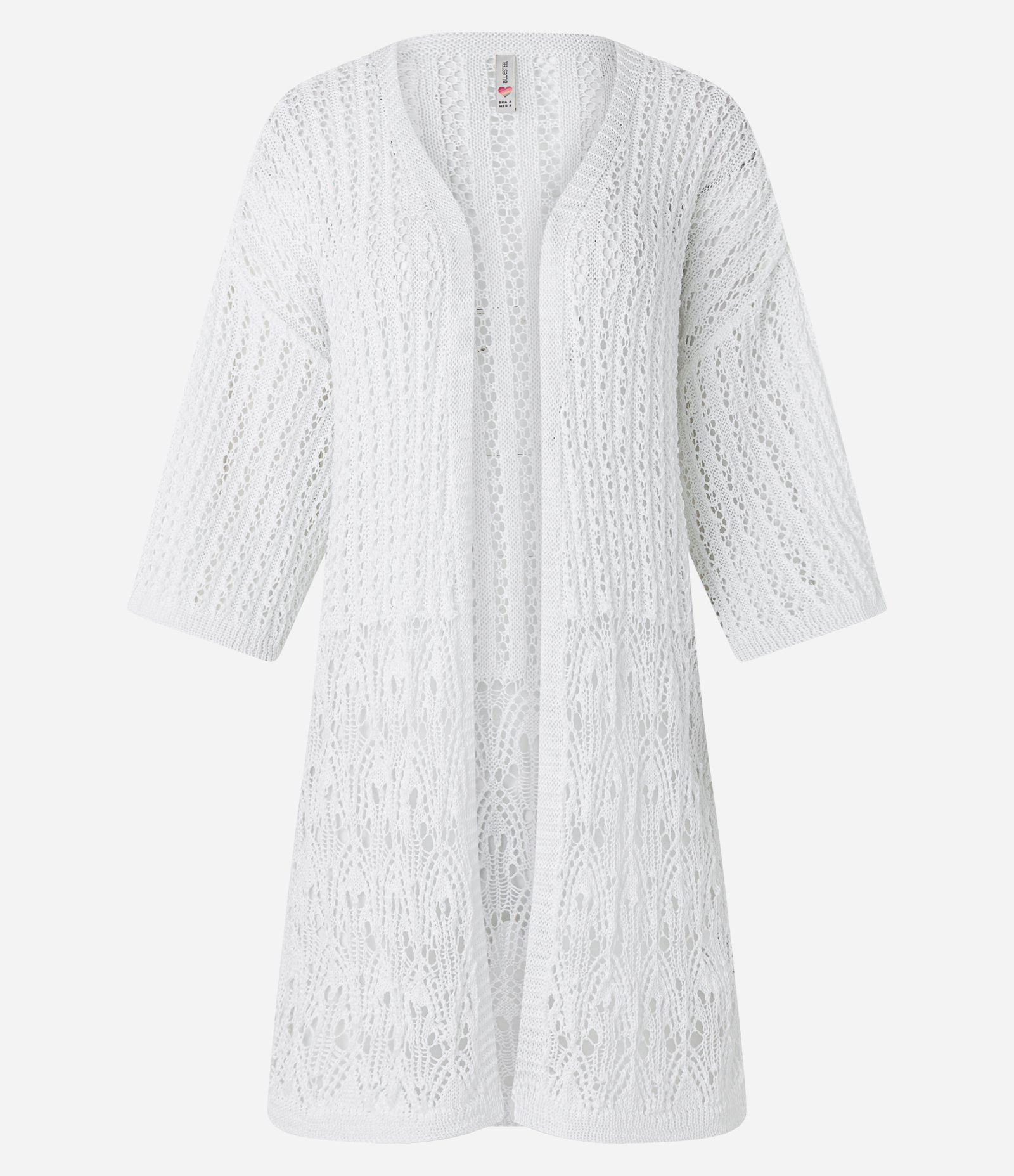 Kimono em Tricô Alongado com Mix de Pontos Branco 5