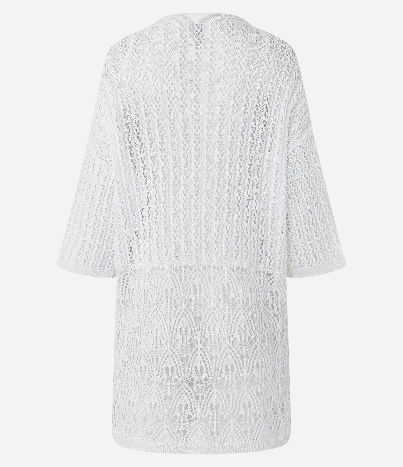 Kimono em Tricô Alongado com Mix de Pontos Branco 7