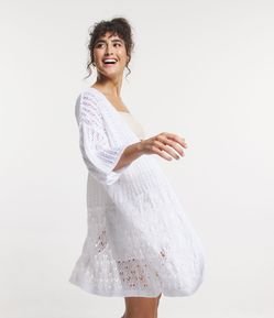 Kimono em Tricô Alongado com Mix de Pontos