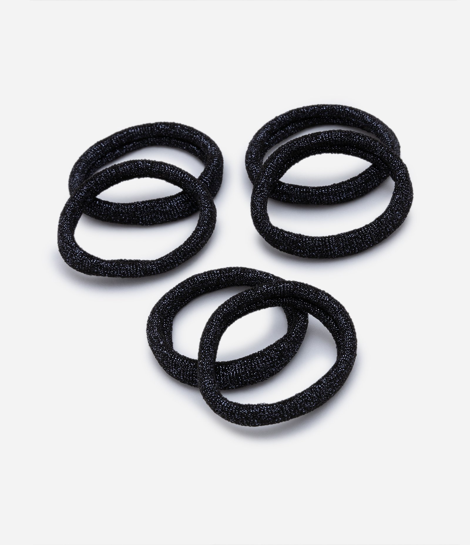 Kit 06 Elásticos de Cabelo Brilhosas sem Costura Preto