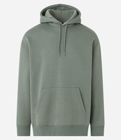 Blusão Básico em Moletom com Capuz e Bolso Canguru