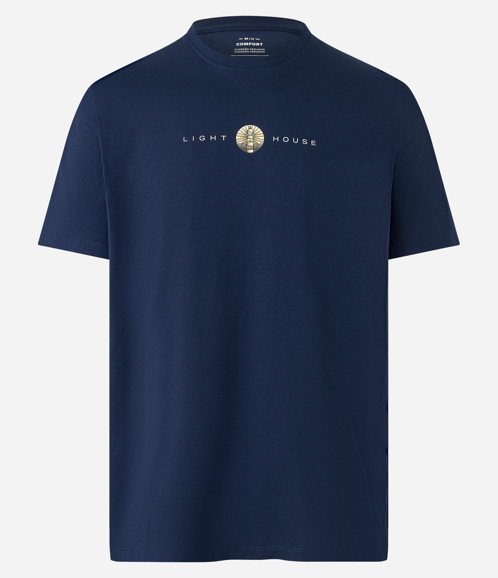 Camiseta Comfort em Algodão com Estampa de Farol e Lettering Azul Escuro 4