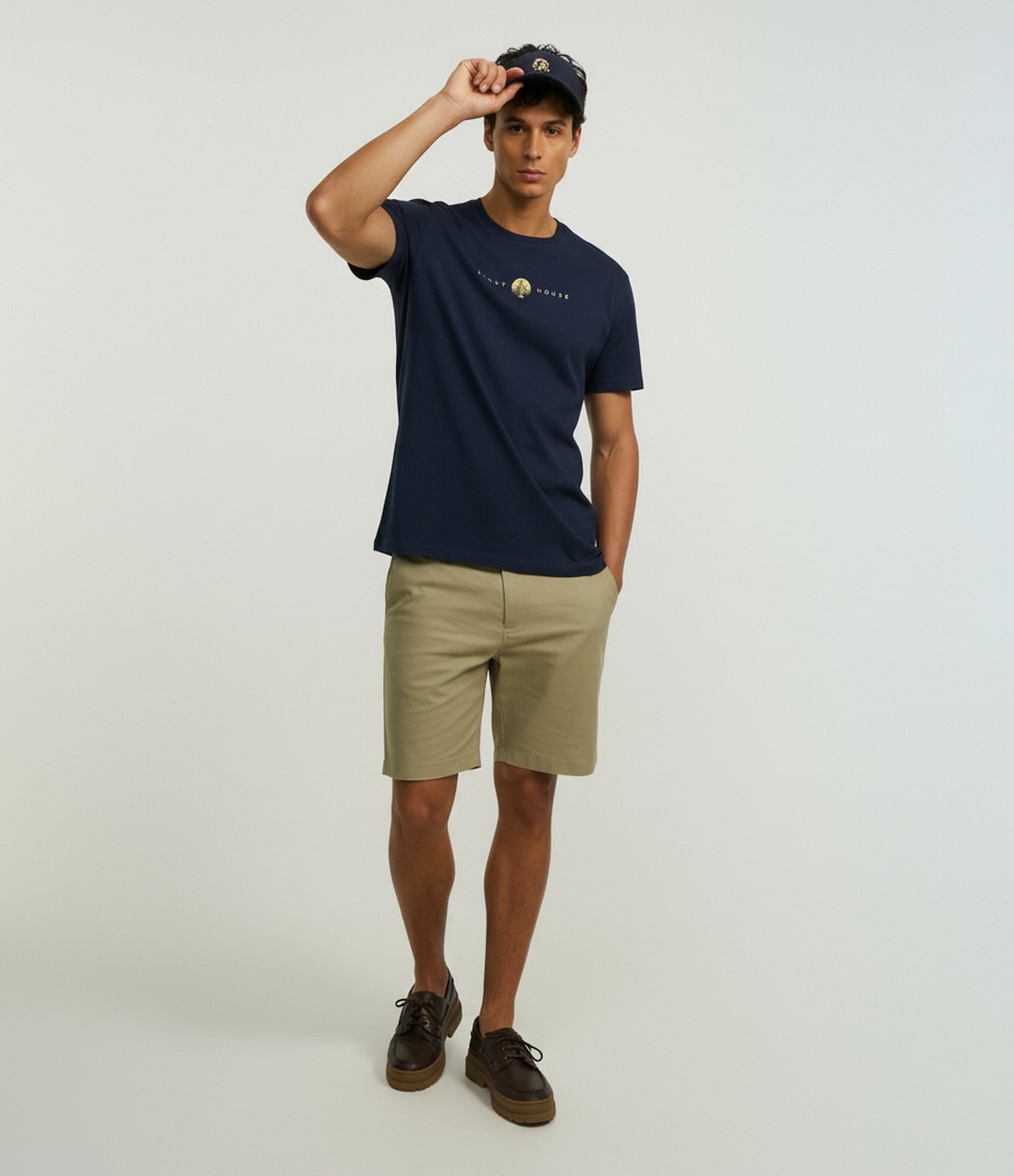 Camiseta Comfort em Algodão com Estampa de Farol e Lettering Azul Escuro 1