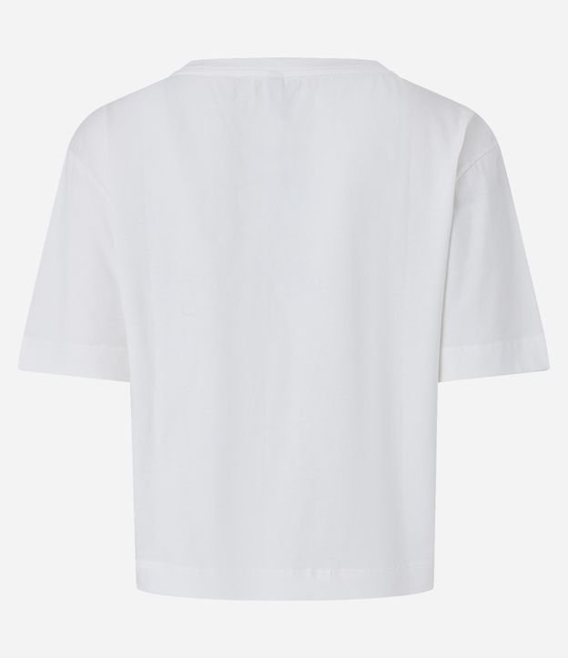 Blusa T-shirt en Media Malla con Bordado de Guacamayo con Lentejuelas Blanco 7