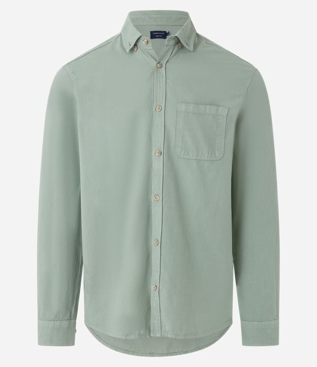 Camisa Regular em Oxford com Bolso Frontal Verde Mineral 6
