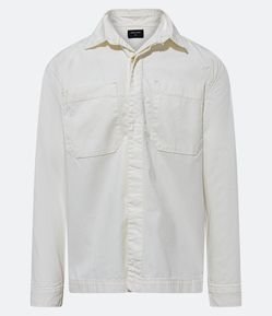 Jaqueta em Sarja com Abotoamento e Bolsos Frontais