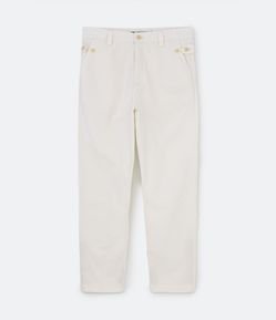 Calça Slim em Sarja com Passantes Largos e Presilha com Botão