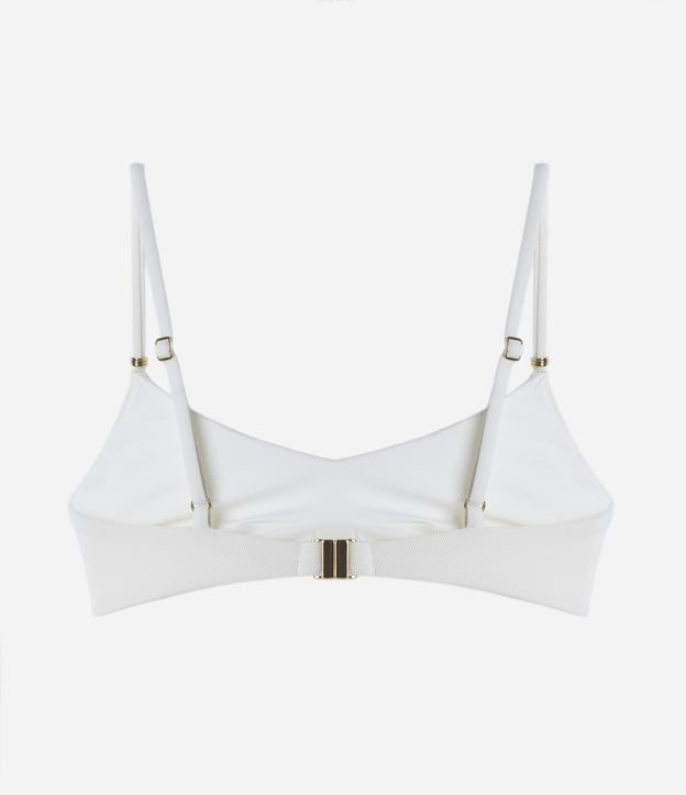Biquíni Top Camisetinha Canelado com Alças Fixas e Detalhe Metalizado Off White 6