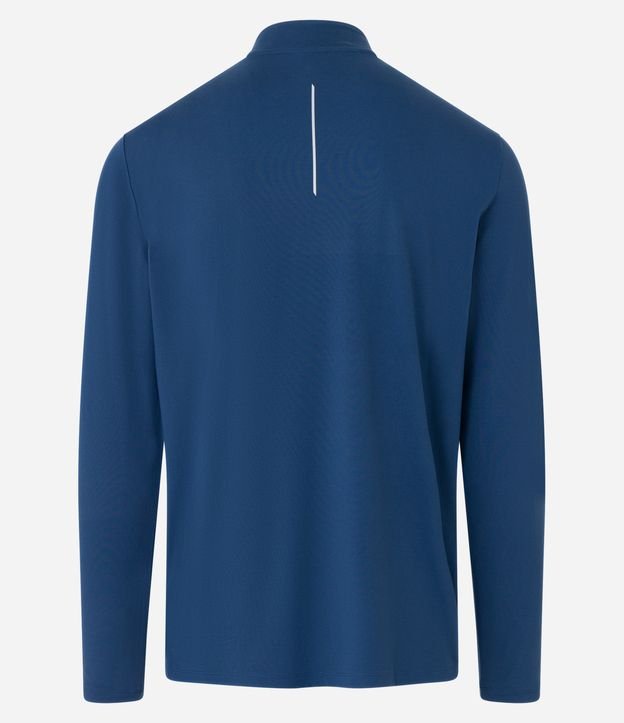 Camiseta Esportiva Dry Fit com Zíper Azul Marinho 8