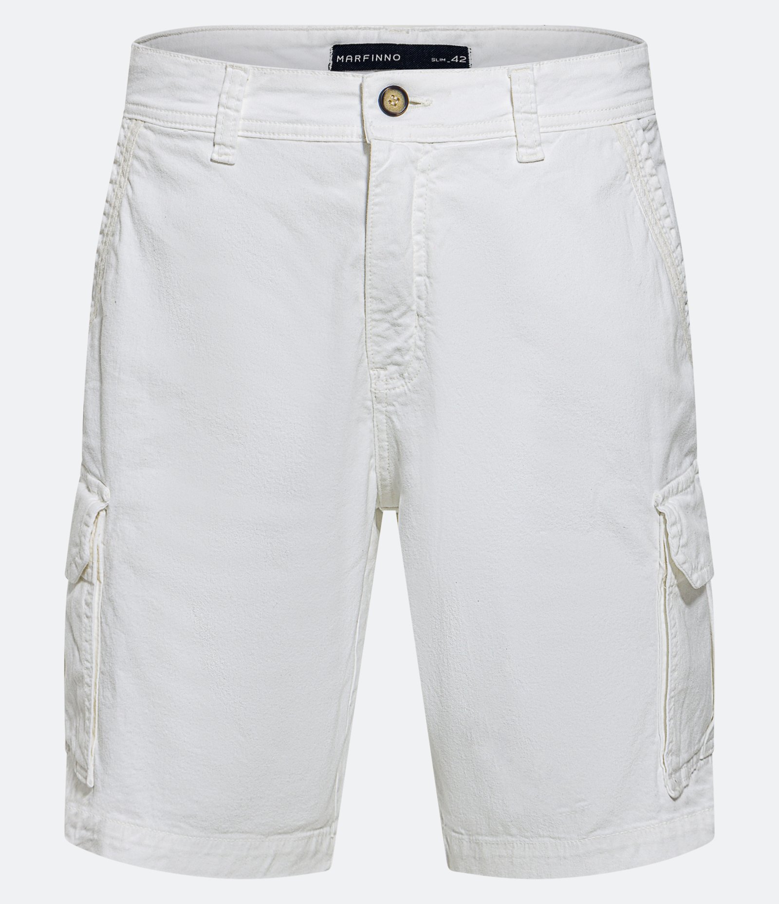 Bermuda Cargo em Algodão com Elastano e Detalhes de Pesponto Branco 1