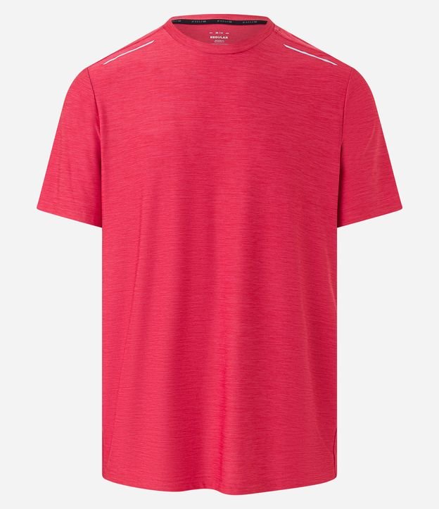 Camiseta Esportiva Básica em Dry Fit com Detalhes Refletivos Rosa Escuro 5