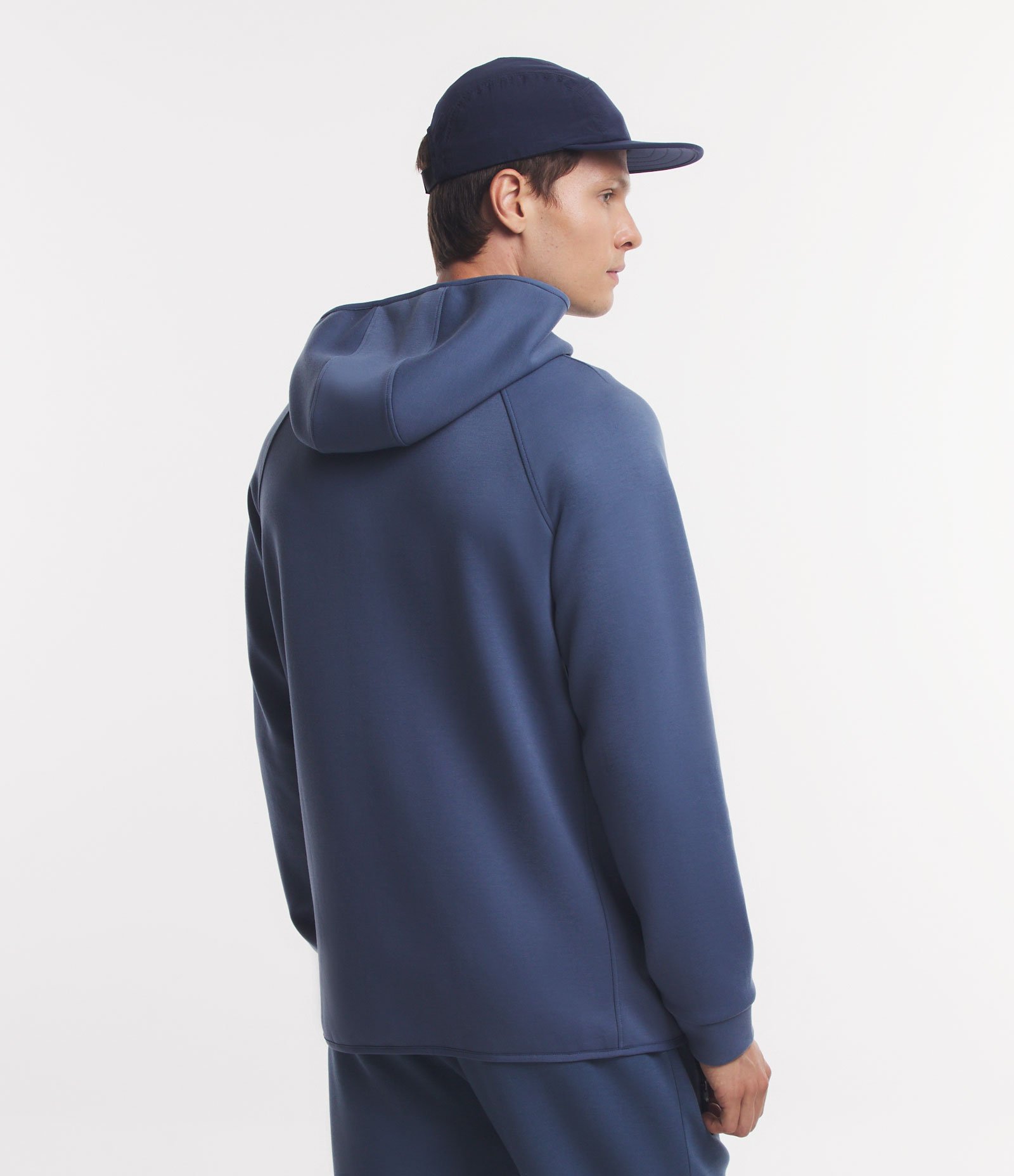 Blusão Aberto Esportivo em Fleece com Capuz e Bolso com Zíper Azul Médio 3