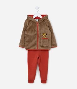 Conjunto Infantil em Fleece com Bordado do Rei Leão - Tam 1 a 5 anos