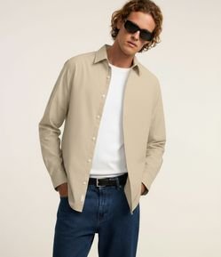 Camisa Regular Básica em Algodão com Fil a Fil