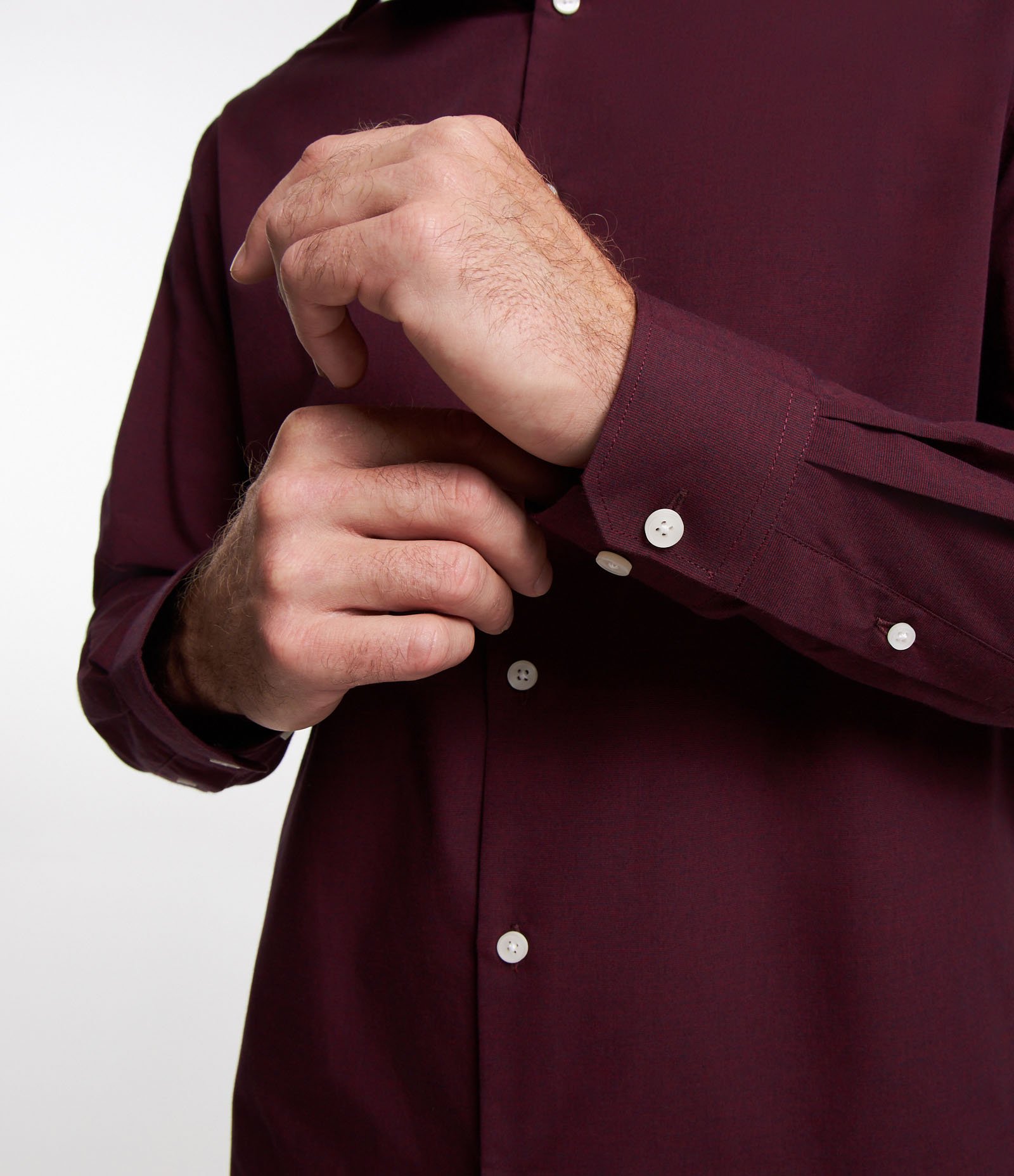 Camisa Regular Básica em Algodão com Fil a Fil Bordô 5