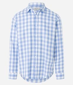 Camisa Regular em Sarja com Estampa Xadrez