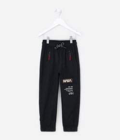 Calça Jogger Infantil com Detalhe Emborrachado da NASA - Tam 5 a 14 anos