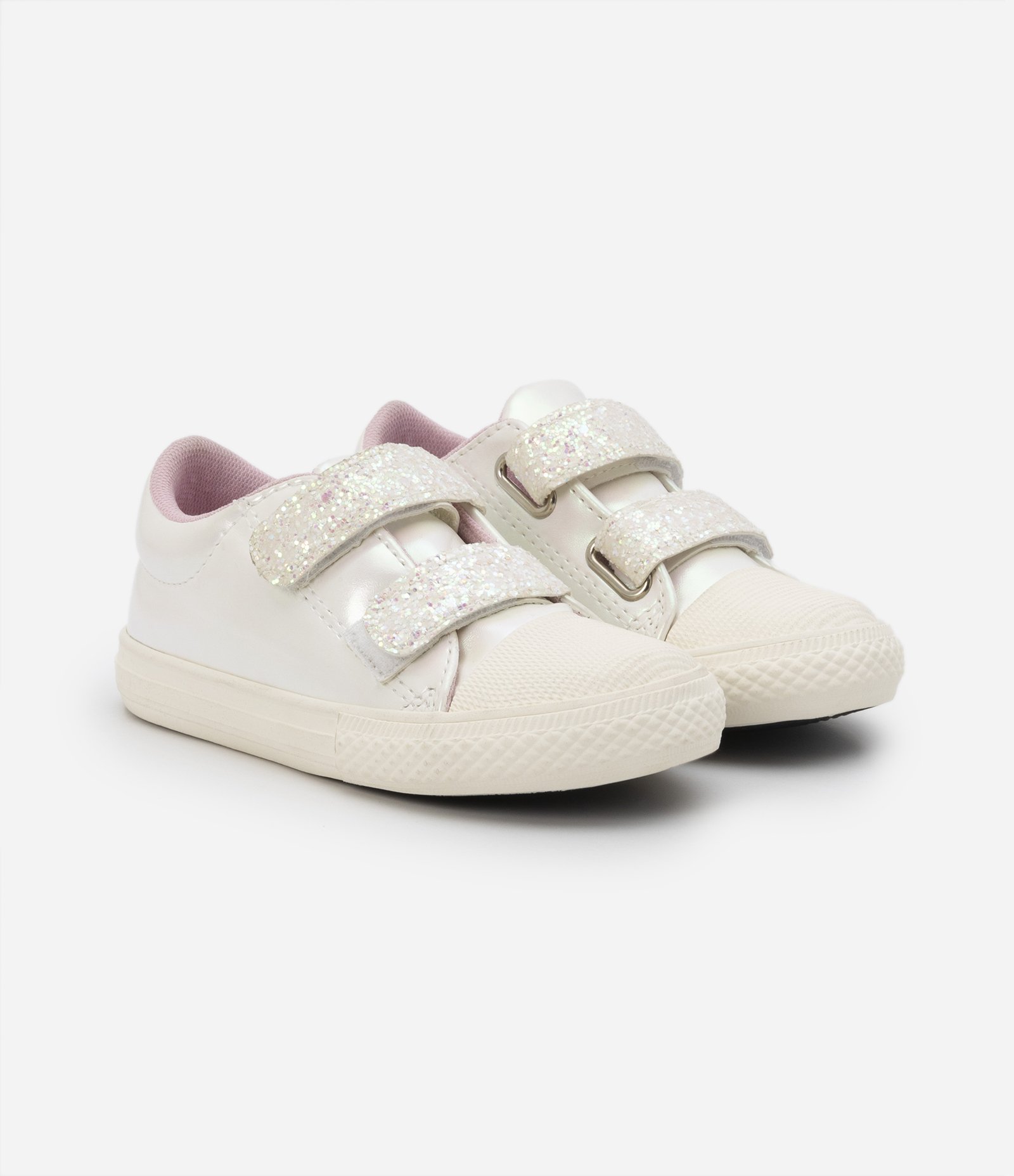 Tênis Infantil Casual com 2 Velcros e Glitter - Tam 20 ao 27 Branco 1