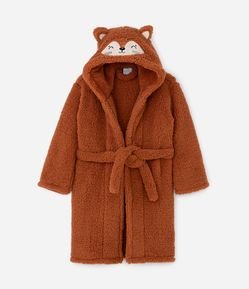 Roupão Infantil em Sherpa com Capuz de Raposa - Tam 3 a 8 anos