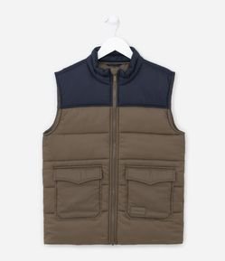 Colete Infantil com Recorte e Bolsinhos - Tam 5 a 14 anos