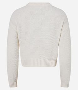 Suéter Curto em Tricô com Ponto Diferenciado