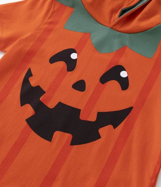 Camiseta Infantil com Estampa Interativa Abóbora Halloween- Tam 1 a 5 Anos Laranja 4