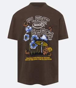 Camiseta Relaxed em Meia Malha com Estampa Plant Good Seeds