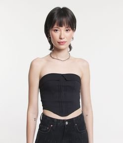 Top Corset Alfaiataria com Detalhe Dobrado