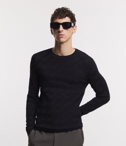 Suéter em Tricô com Textura Geométrica