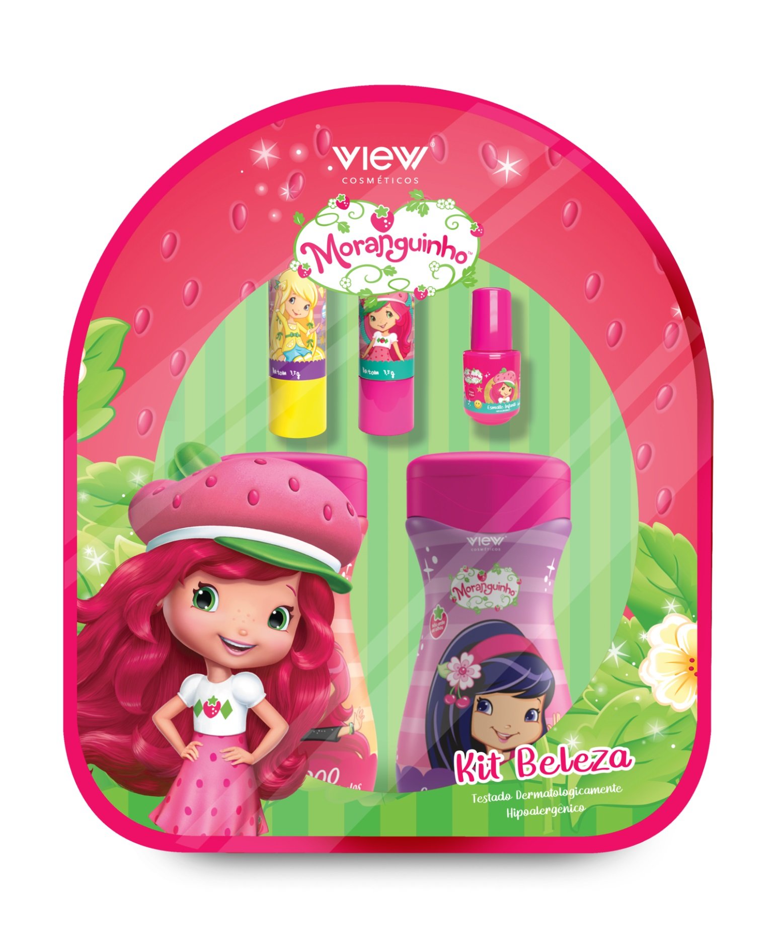 Kit Infantil Mochila Moranguinho com Shampoo + Condicionador + Esmalte + Batom View KIT 1