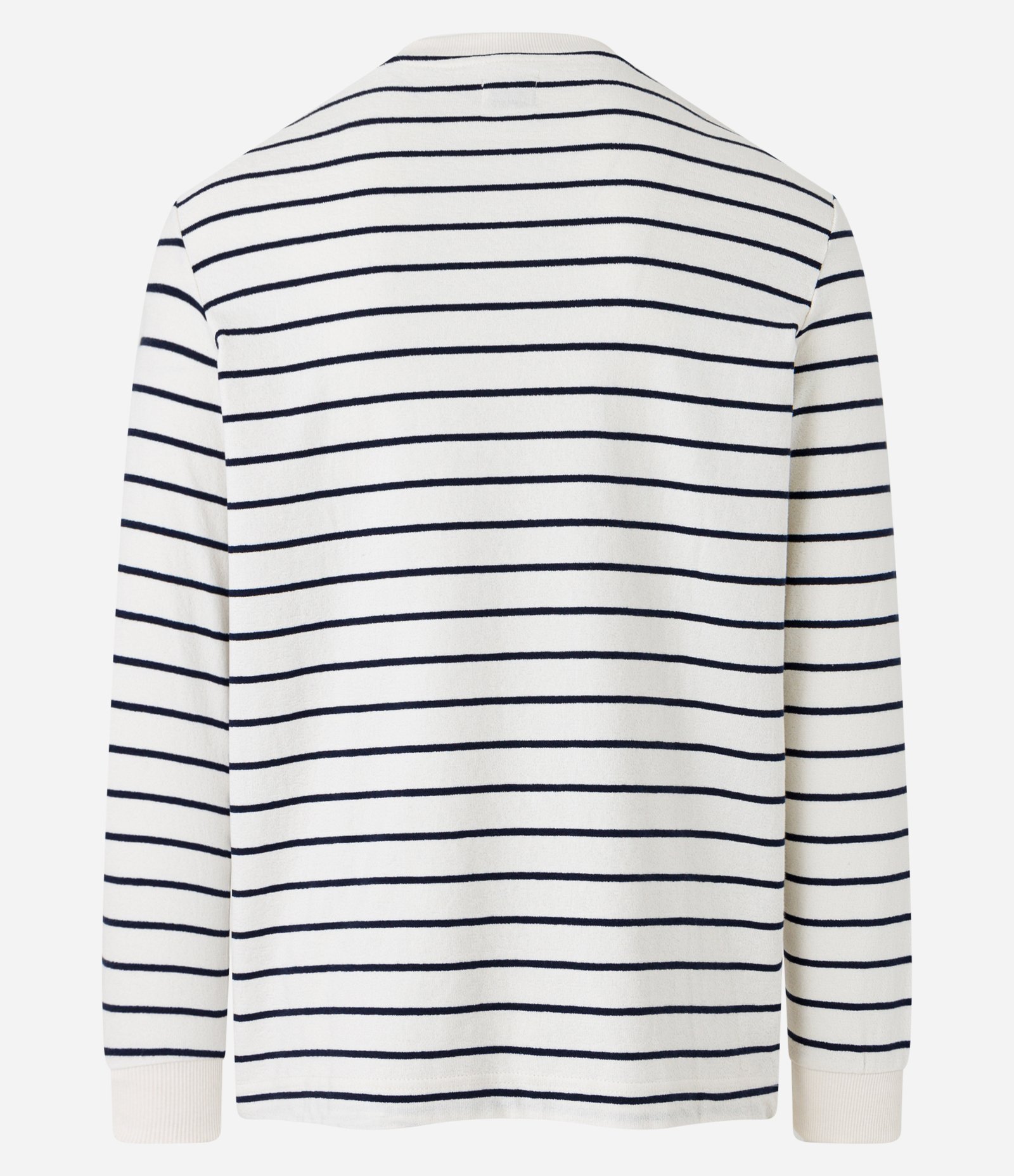 Camiseta Regular em Algodão Texturizado e Estampa de Listras Branco/Azul 6