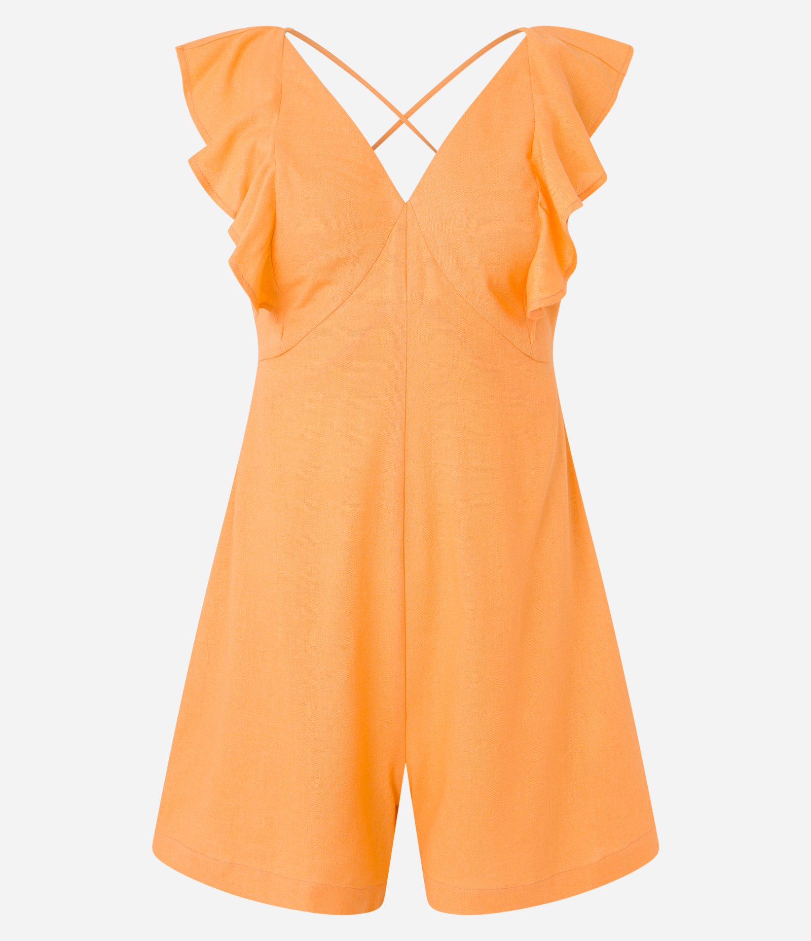 Macaquinho em Linho com Babado nos Ombros e Busto 1