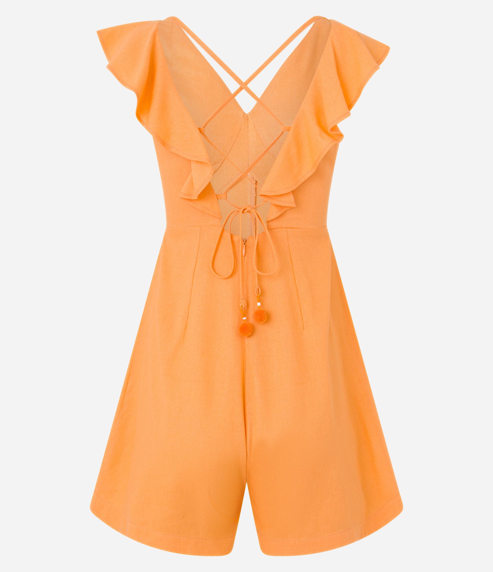 Macaquinho em Linho com Babado nos Ombros e Busto 2