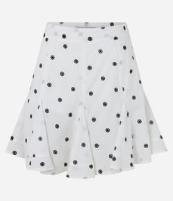 Saia Curta em Algodão com Bordados de Florzinhas