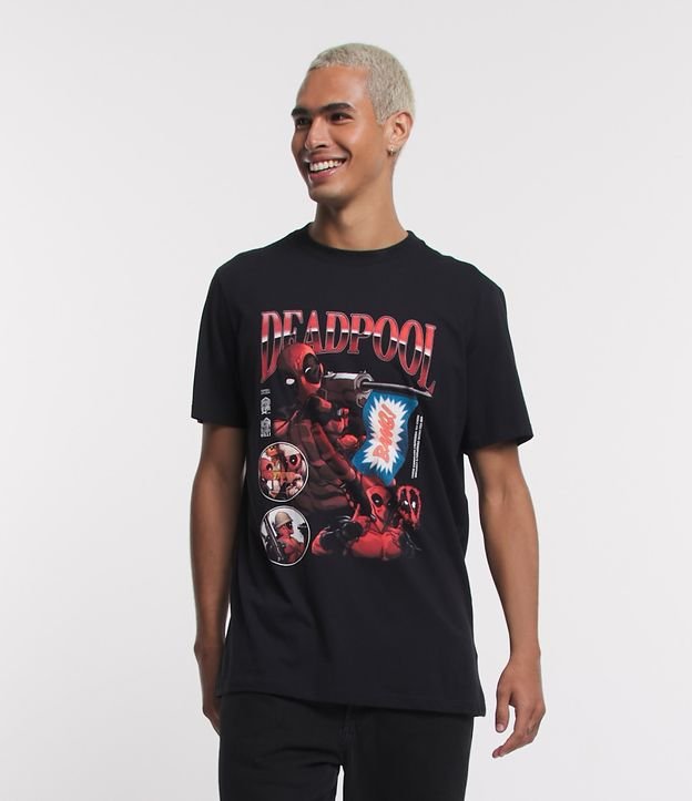 Camiseta Manga Curta com Estampa Deadpool Vintage Preto 1