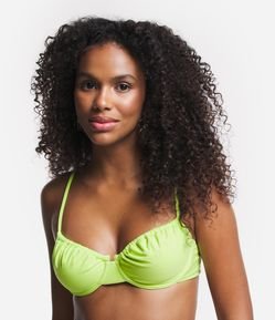 Biquíni Top Meia Taça em Poliamida com Detalhe Franzido Frontal