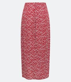 Saia New Midi em Viscose com Fenda e Estampa Floral Liberty